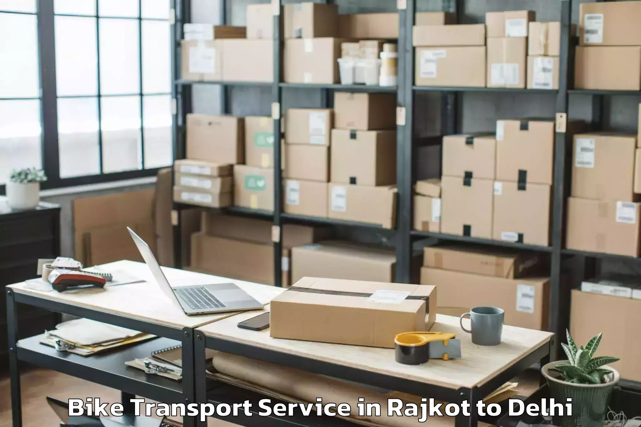 Book Rajkot to D Mall Rohini Bike Transport Online